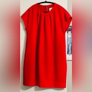 KATE SPADE Red/coral off the shoulder pleated mini dress sz 10